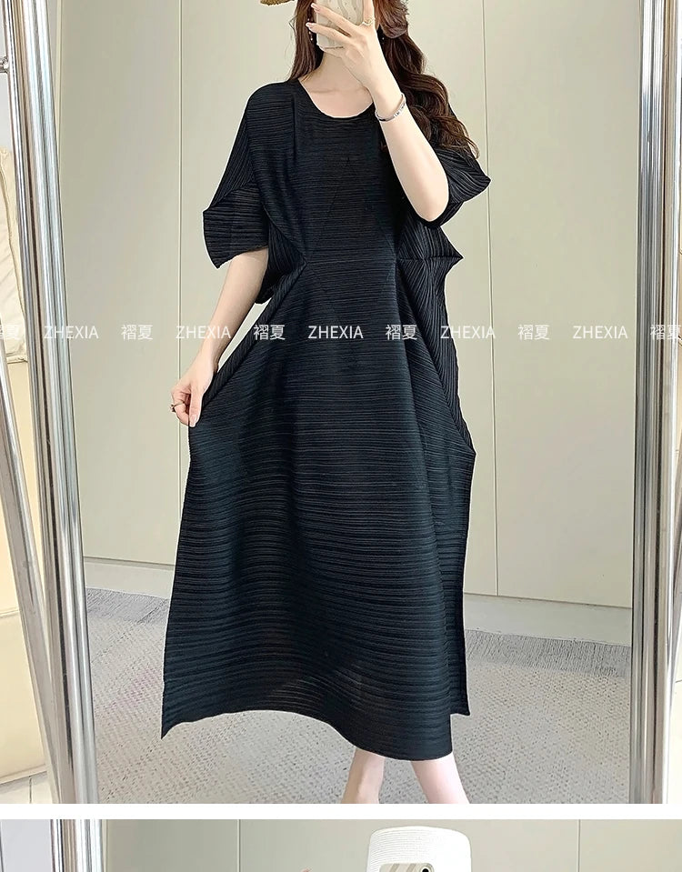 Miyake Pleated Dress for Women in 2024 Summer, New Niche Design, High-end Temperament, Women's Long Dress