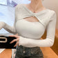 Elegant Autumn Winter Sweaters Women Pullovers Korean Fashion Y2k Clothes V Neck Solid Bow Embroidered Long Sleeve Knitted Tops