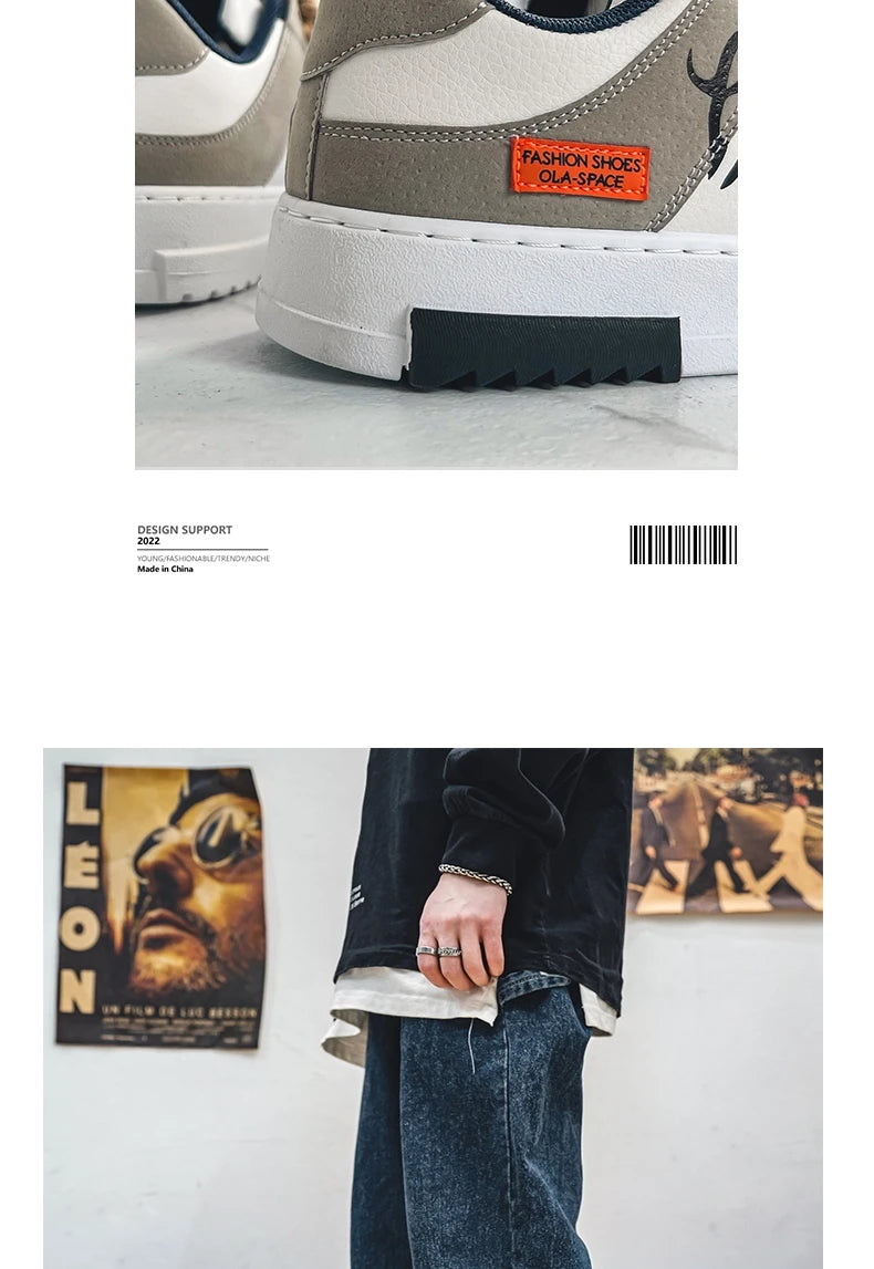 Men's thick soled casual shoes four seasonal soft soled comfortable outdoor walking shoes fashion Breathable student board shoes