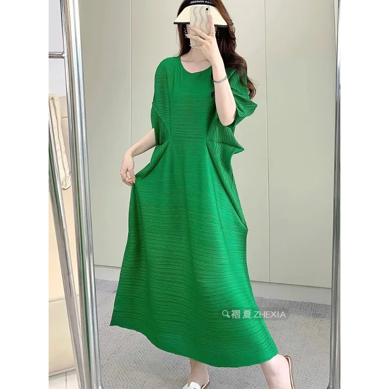 Miyake Pleated Dress for Women in 2024 Summer, New Niche Design, High-end Temperament, Women's Long Dress