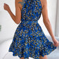 Women Summer Casual Floral Print Ruffle Halter Dress
