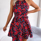 Women Summer Casual Floral Print Ruffle Halter Dress