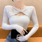 Elegant Autumn Winter Sweaters Women Pullovers Korean Fashion Y2k Clothes V Neck Solid Bow Embroidered Long Sleeve Knitted Tops