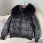 2023 Winter Puffer Jacket Women Large Real Raccoon Fur Collar Short Female Parkas Thick Warm 90% Goose Down Coat Loose