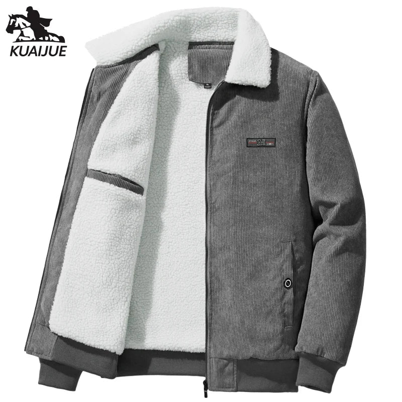Jacket Mens autumn Winter New mens jacket collar Solid color Corduroy Jackets men business casual coat Men's coats M-4XL 5XL2202