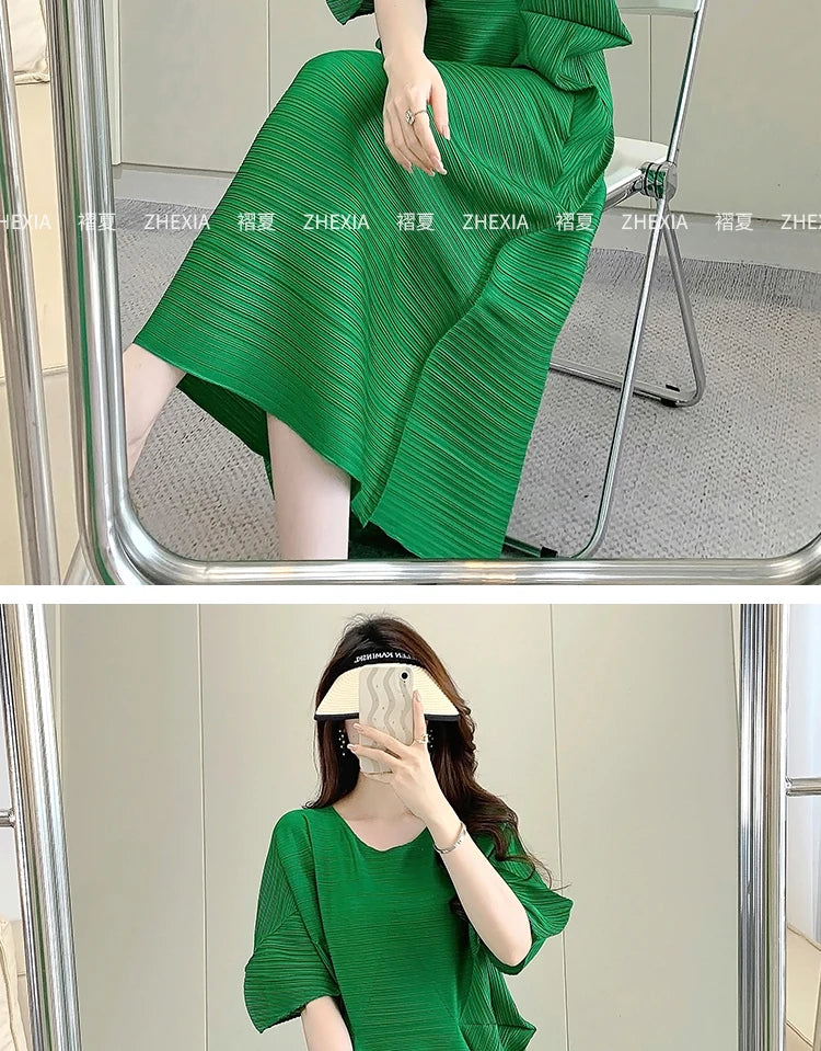 Miyake Pleated Dress for Women in 2024 Summer, New Niche Design, High-end Temperament, Women's Long Dress