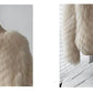 Faux Fur and Wool Reversible Coat with Fox Fur Collar Autumn Winter Fashionable Jacket Women Chic Flocking Plush Aesthetic