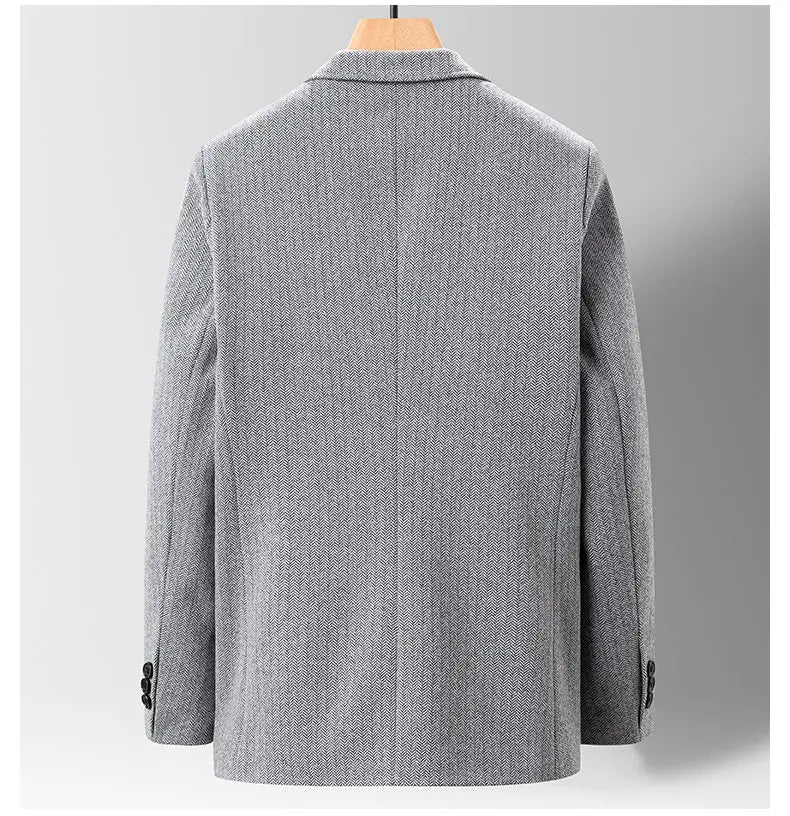 Classic Mens Office Dress Jackets Quality Casual Business Lapel Windbreak Coats Top Autumn Winter Blended Wool Jacket Streetwear