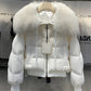 2023 Winter Puffer Jacket Women Large Real Raccoon Fur Collar Short Female Parkas Thick Warm 90% Goose Down Coat Loose