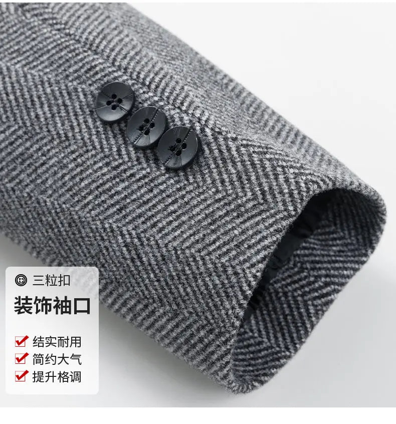 Classic Mens Office Dress Jackets Quality Casual Business Lapel Windbreak Coats Top Autumn Winter Blended Wool Jacket Streetwear