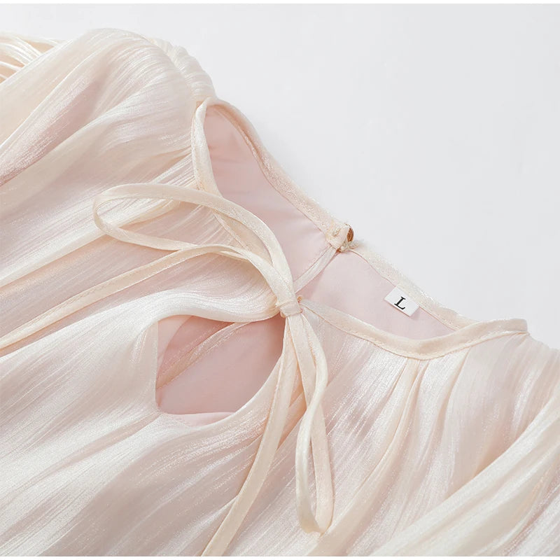 Elegant Woman's Chiffon Halter Mini Dresses 2025 Spring Summer Sexy Backless Wrapped Waist Lace Up Dress New Lady Party Vestidos