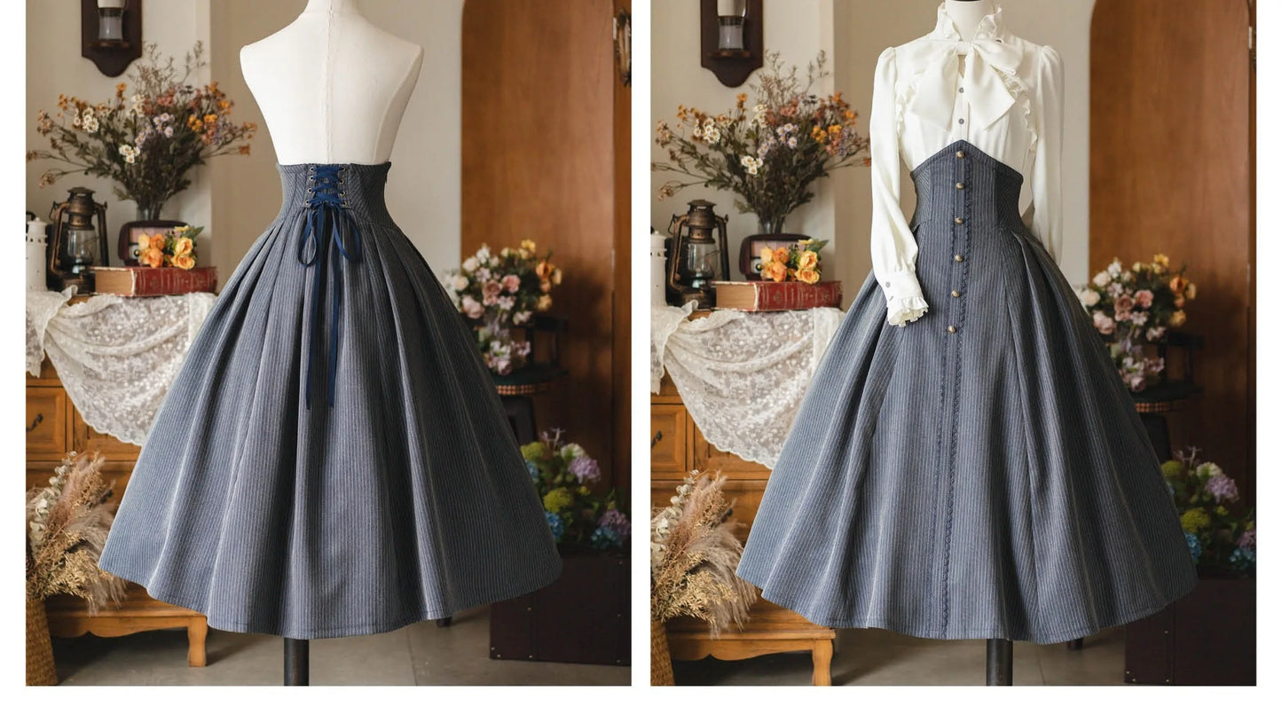 Original Retro Skirt Set Outfits New Spring Women's Stand Collar Long Sleeve Shirt Small Cape Coat Elegant Classical Long Skirt