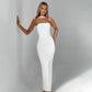 French Style Pure Color Sling Backless Fashion Sexy Slimming Dress Sash Draped Neckline Sleeveless Empire Waist Gown