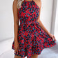 Women Summer Casual Floral Print Ruffle Halter Dress