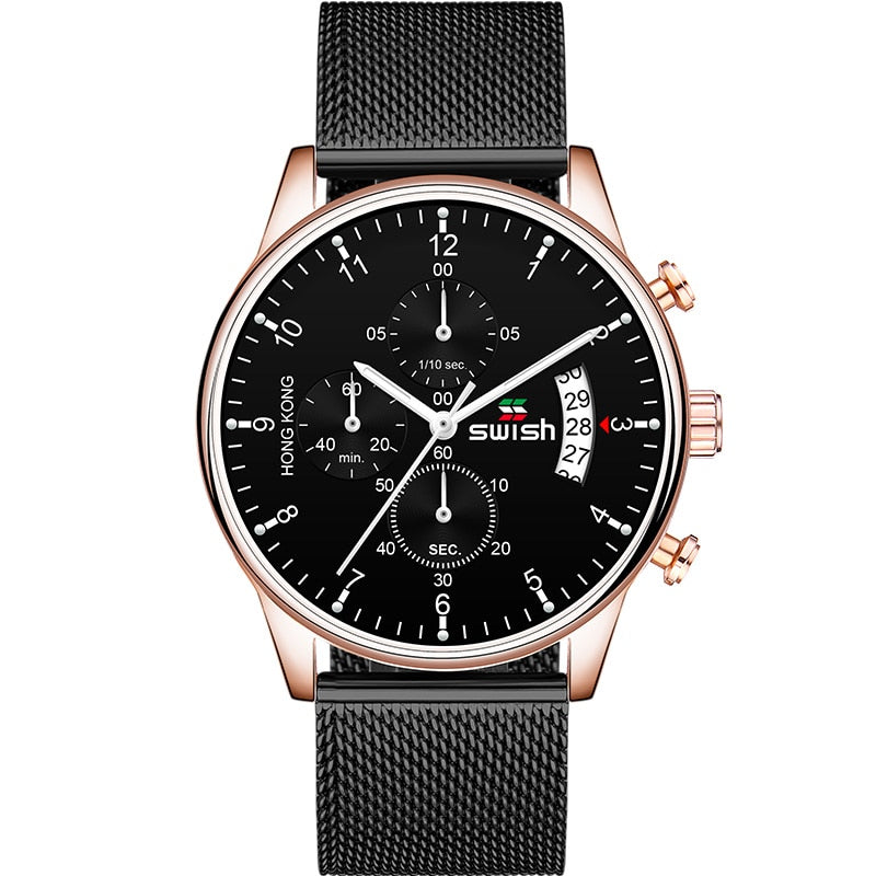 SWISH 2022 Top Brand Luxury Men Watches Waterproof Stainless Steel Wristwatch Men&#39;s Chronograph Casual Quartz Watch