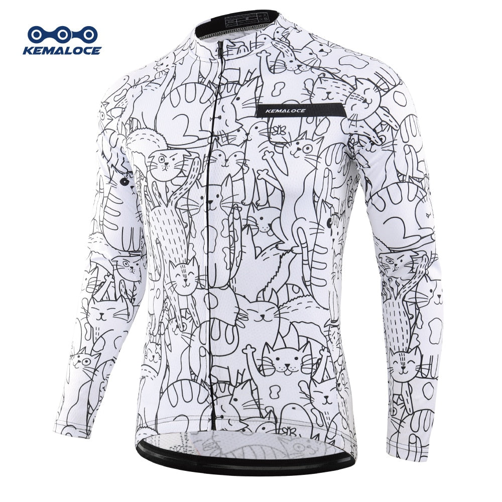 KEMALOCE White Cycling Jersey MTB Jersey 2022 Bicycle Team Cycling Shirt Men Long Sleeve Bike Wear Summer Premium Cycle Clothes
