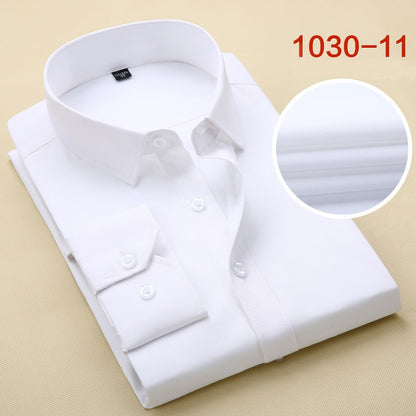 Men&#39;s Business Formal Shirts Men Work Shirts Plain Long Sleeve Solid Color Shirt No Pocket Office-wear Clothing