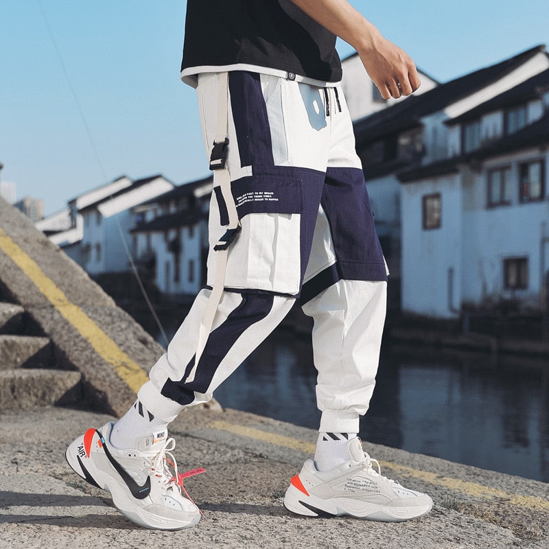 Ribbons Harem Joggers Men Cargo Pants Streetwear 2022 Hip Hop Casual Pockets Track Pants Male Harajuku Fashion Trousers