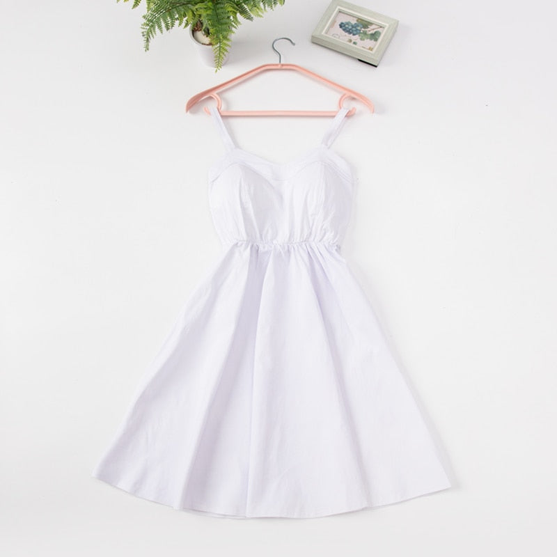 Marwin New-Coming Summer Solid Knee-Length Spaghetti Strap Strapless Dresses High Street Empire Style Party Holiday Dresses