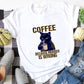 Coffee Cat Printed 100%Cotton Women&#39;s Tshirt Cat Mom Life Funny Summer Casual O-Neck Short Sleeve Tops Coffee Lover Gift