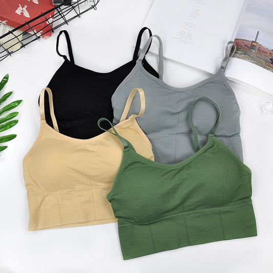 CHRLEISURE  Women&#39;s Tank  Plus Size Crop Tops Push Up Bra Sports Underwear Elastic Seamless  Bralette