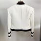 HIGH STREET Newest 2022 Designer Jacket Women's Color Block Collarless Lion Buttons Band Jacket
