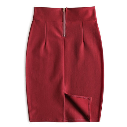 Magiray High Waist Elastic Pencil Skirt Female Bodycon Skirts Womens Summer 2020 Knee Length Back Split Ladies Office Saia C571