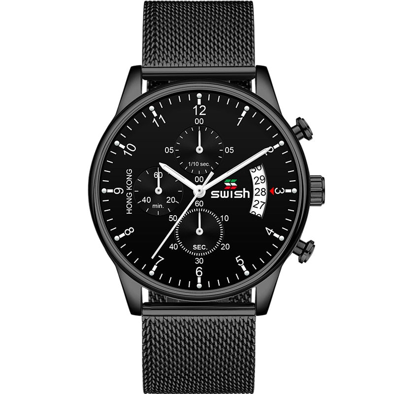 SWISH 2022 Top Brand Luxury Men Watches Waterproof Stainless Steel Wristwatch Men&#39;s Chronograph Casual Quartz Watch