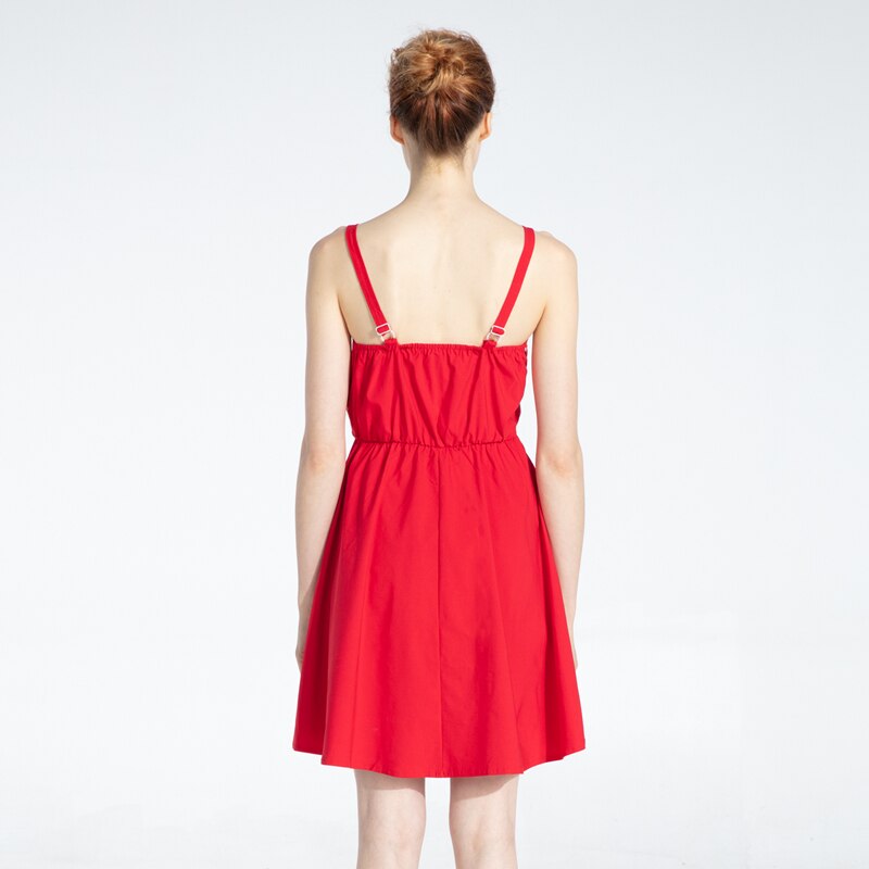 Marwin New-Coming Summer Solid Knee-Length Spaghetti Strap Strapless Dresses High Street Empire Style Party Holiday Dresses