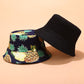 Panama Bucket Hats Women Men Reversible Fruit Banana Watermelon Cherry Print Fisherman Hat Casual Harajuku Hip Hop Bucket Cap