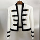 HIGH STREET Newest 2022 Designer Jacket Women's Color Block Collarless Lion Buttons Band Jacket