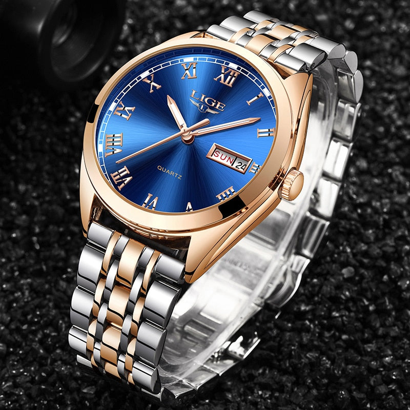 2022 LIGE New Rose Gold Women Watch Business Quartz Watch Ladies Top Brand Luxury Female Wrist Watch Girl Clock Relogio Feminin