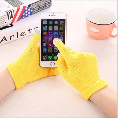 Winter Touch Screen Gloves Men Women Warm Stretch Knit Full Finger Imitation Wool Mittens Guantes Magic Crochet Luvas Thicken