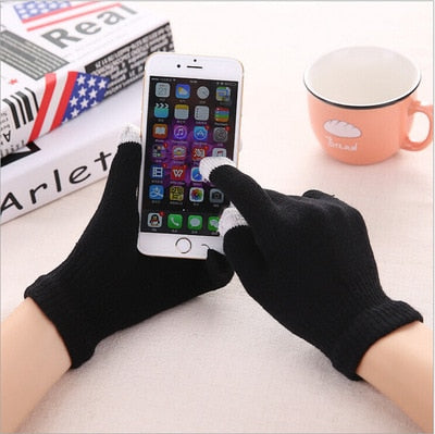 Winter Touch Screen Gloves Men Women Warm Stretch Knit Full Finger Imitation Wool Mittens Guantes Magic Crochet Luvas Thicken
