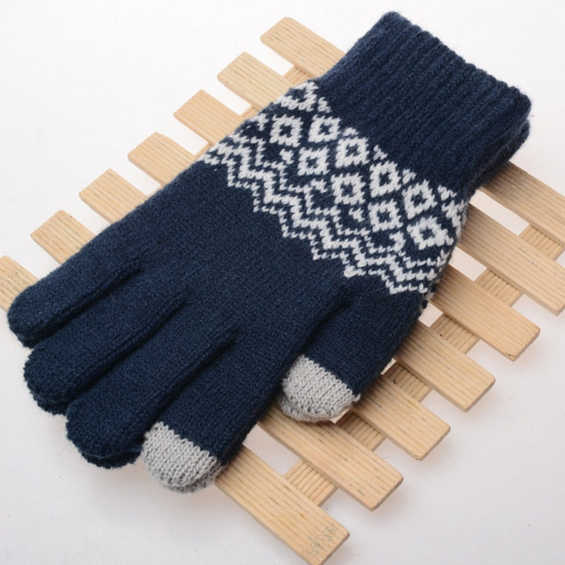 Winter Touch Screen Gloves Men Women Warm Stretch Knit Full Finger Imitation Wool Mittens Guantes Magic Crochet Luvas Thicken