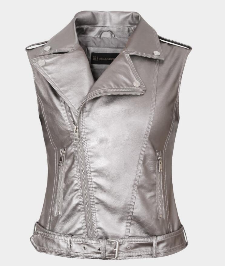leather vests women fashion Hot PU leather vest winter belt patterns motorcycle vest slim outerwear Waistcoat Jacket in Stock