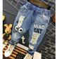 New Girls Jeans Spring Autumn Children Trousers 1-7Yrs Baby Boys Girls Jeans Boys Casual Hole Pants Cartoon Cat Jeans For Kids