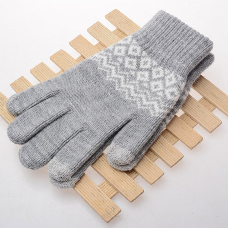 Winter Touch Screen Gloves Men Women Warm Stretch Knit Full Finger Imitation Wool Mittens Guantes Magic Crochet Luvas Thicken