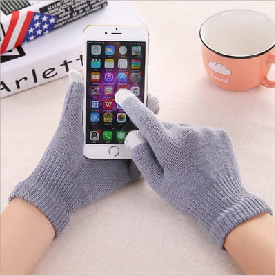 Winter Touch Screen Gloves Men Women Warm Stretch Knit Full Finger Imitation Wool Mittens Guantes Magic Crochet Luvas Thicken