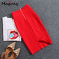 Magiray High Waist Elastic Pencil Skirt Female Bodycon Skirts Womens Summer 2020 Knee Length Back Split Ladies Office Saia C571