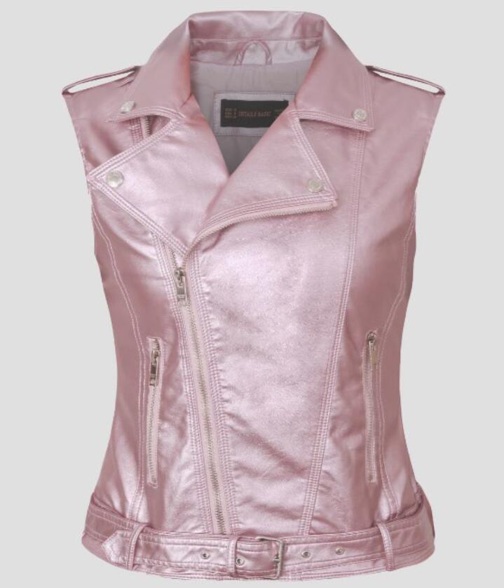 leather vests women fashion Hot PU leather vest winter belt patterns motorcycle vest slim outerwear Waistcoat Jacket in Stock