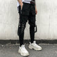 Streetwear Black Harem Pants Men Elastic Waist Punk Pants With Ribbons Casual Slim Jogger Pants Men Hip Hop Trousers