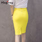 Magiray High Waist Elastic Pencil Skirt Female Bodycon Skirts Womens Summer 2020 Knee Length Back Split Ladies Office Saia C571