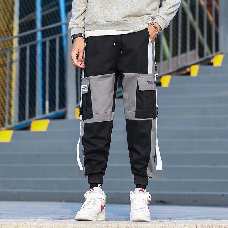 Ribbons Harem Joggers Men Cargo Pants Streetwear 2022 Hip Hop Casual Pockets Track Pants Male Harajuku Fashion Trousers