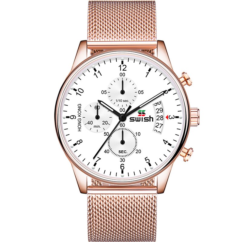 SWISH 2022 Top Brand Luxury Men Watches Waterproof Stainless Steel Wristwatch Men&#39;s Chronograph Casual Quartz Watch