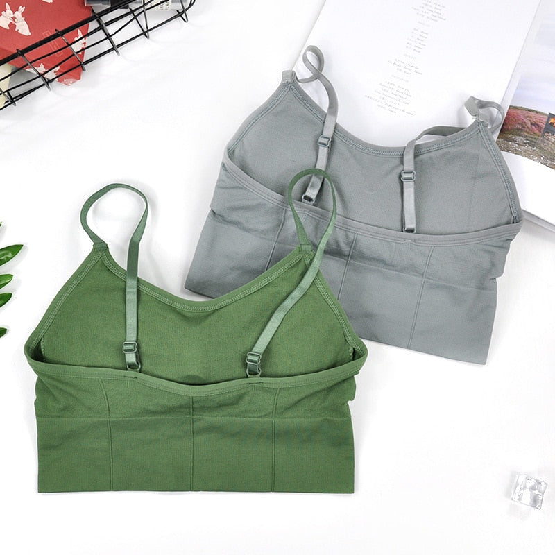 CHRLEISURE  Women&#39;s Tank  Plus Size Crop Tops Push Up Bra Sports Underwear Elastic Seamless  Bralette