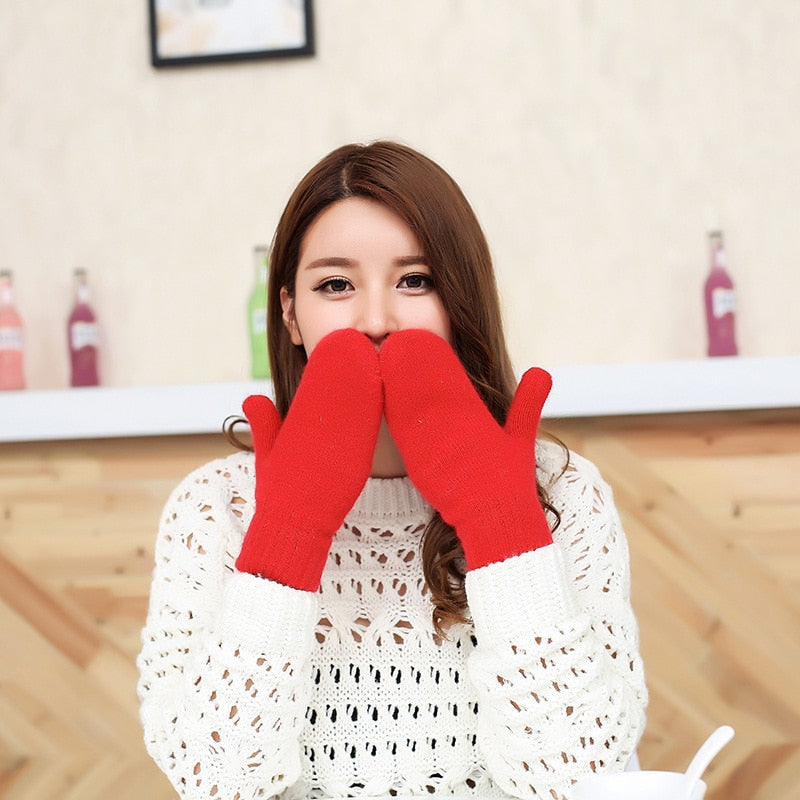 Winter Touch Screen Gloves Men Women Warm Stretch Knit Full Finger Imitation Wool Mittens Guantes Magic Crochet Luvas Thicken