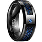 JQUEEN US SIZE 8mm Carbon Fiber Scrub Blue Zircon Men Rings Tungsten Carbide Ring Anillos Para Hombres Black Dragon