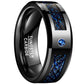 JQUEEN US SIZE 8mm Carbon Fiber Scrub Blue Zircon Men Rings Tungsten Carbide Ring Anillos Para Hombres Black Dragon