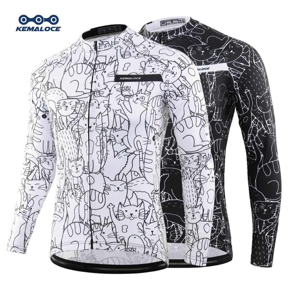 KEMALOCE White Cycling Jersey MTB Jersey 2022 Bicycle Team Cycling Shirt Men Long Sleeve Bike Wear Summer Premium Cycle Clothes
